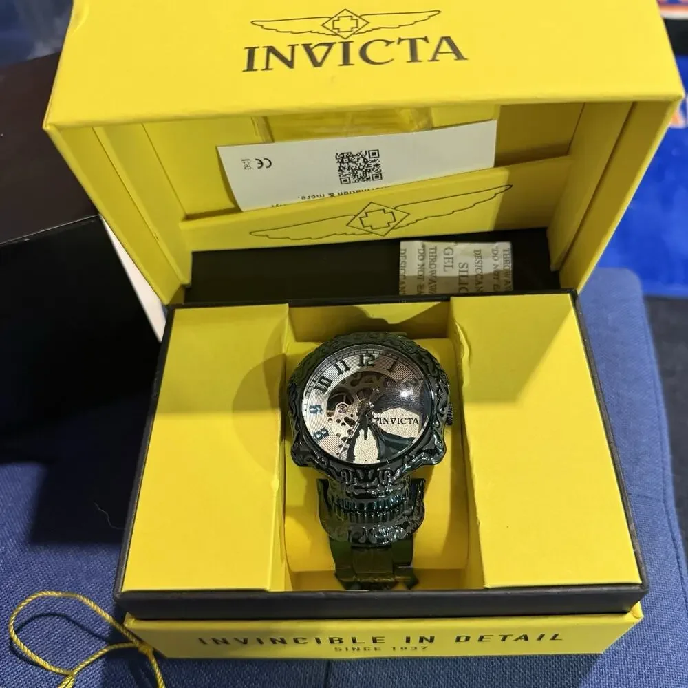 RARE Invicta Men's Artist Automatic Skull Movable Jaw Steel Green Watch-51mm